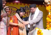 मुख्यमंत्री पुष्कर सिंह धामी भरत मंदिर ऋषिकेश में आयोजित वसंतोत्सव 2026 मैथिली ठाकुर नाइट में हुए सम्मिलित